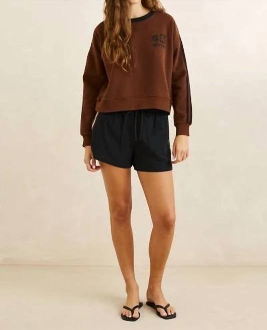 Contrast Slouchy Crew Neck Fleece Sweatshirt