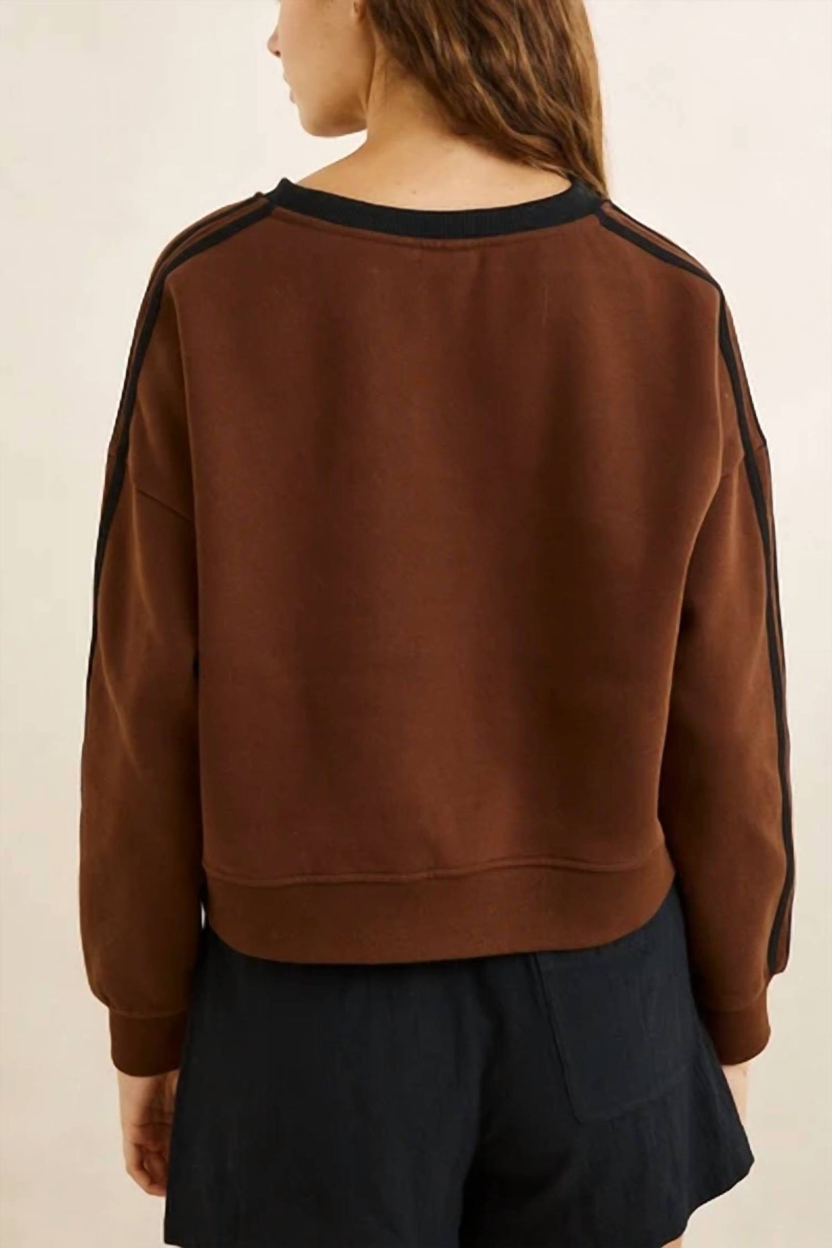 Contrast Slouchy Crew Neck Fleece Sweatshirt