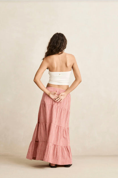 Kirra Check Tiered Maxi Skirt