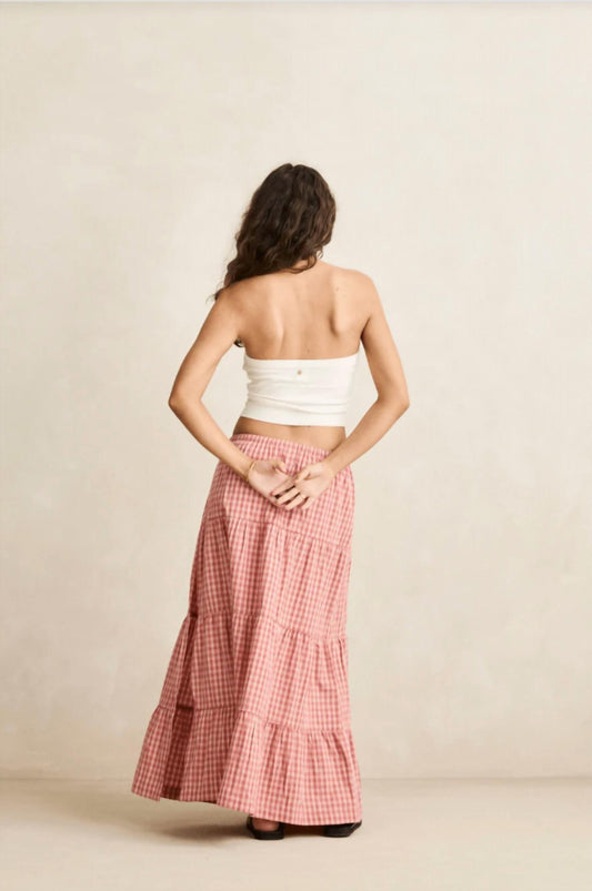 Kirra Check Tiered Maxi Skirt