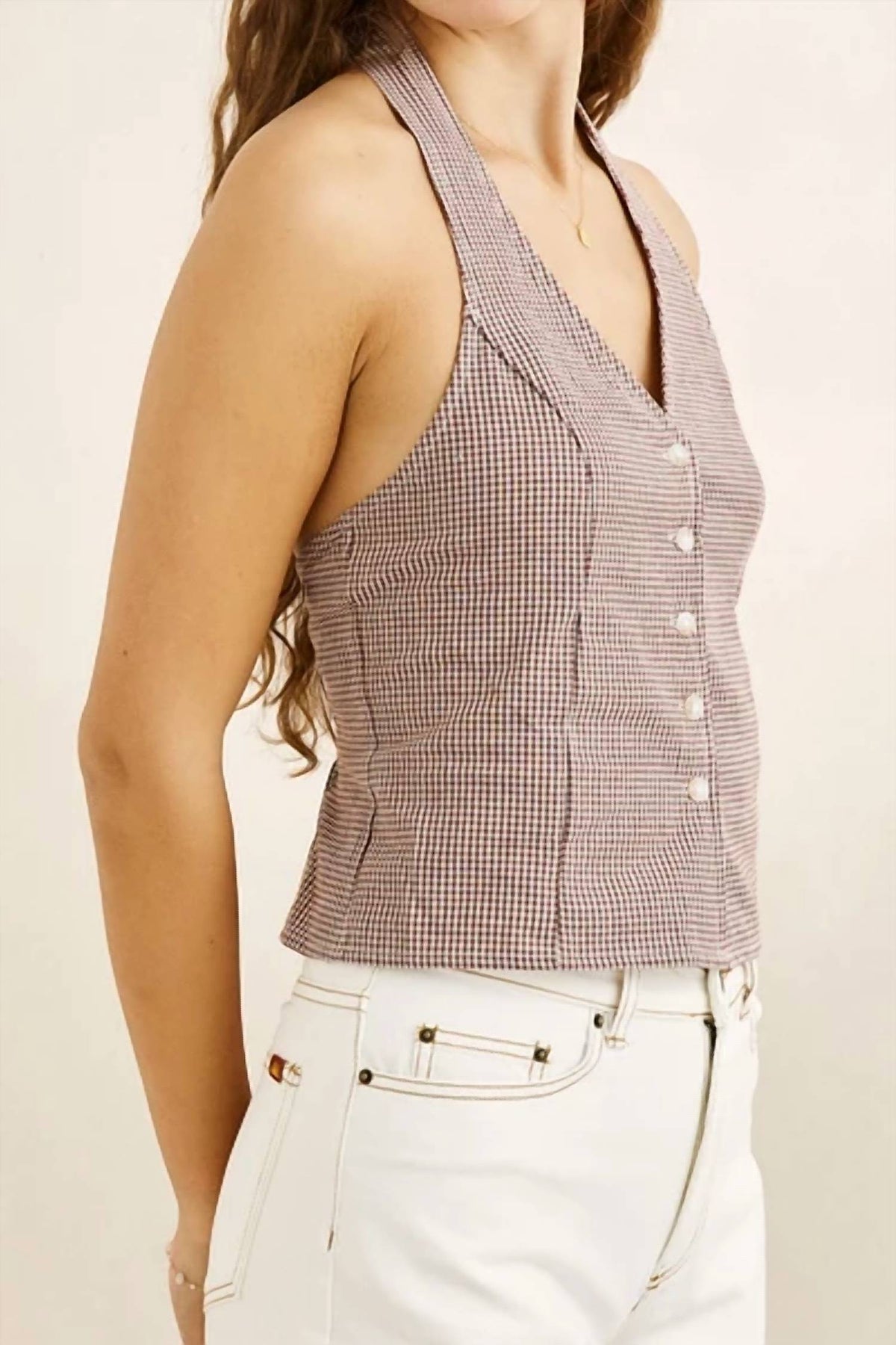 London Check Halter Top