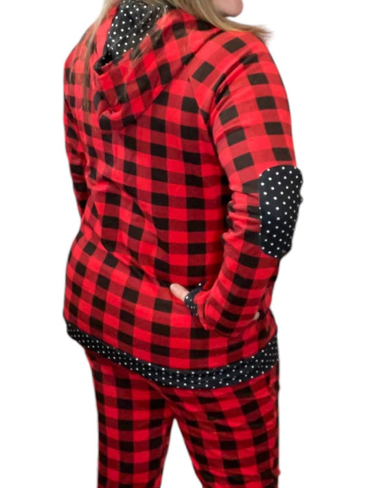 Buffalo Plaid Dot Half Zip Top