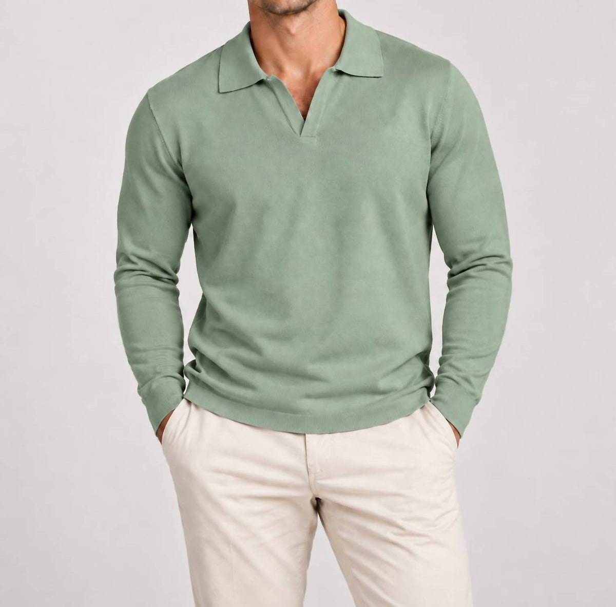 Men's Muscle Fit Long Sleeve Knit Shirt