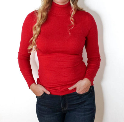 Solid Color Turtleneck Sweater