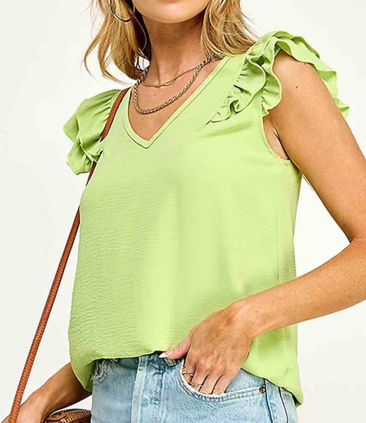 Veronica V Neck Ruffled Top