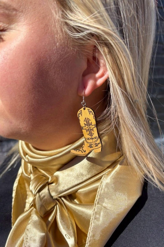 Women's Buckeye Leather Cowboy Boot Dangle Earrings