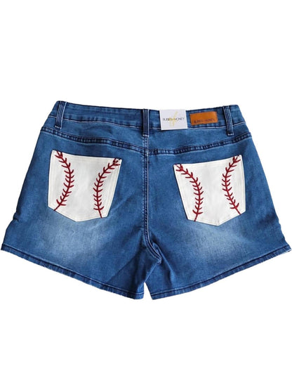 Baseball Denim Shorts