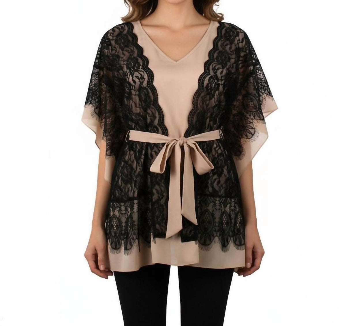 Lace Trim Dolman Sleeve Tunic