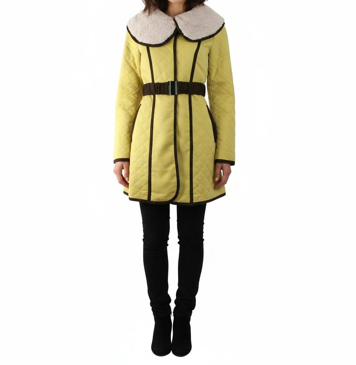 Oversized Fleece Collar Quilted Coat