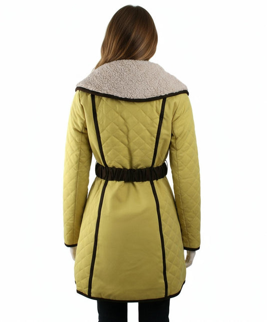 Oversized Fleece Collar Quilted Coat