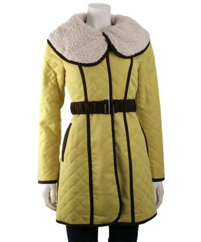 Oversized Fleece Collar Quilted Coat