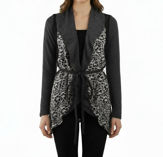 Rosette Lace Trim Cardigan
