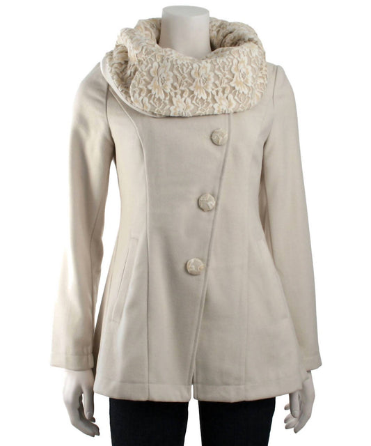 Women's Long Sleeve Coat With Oversized Collar
