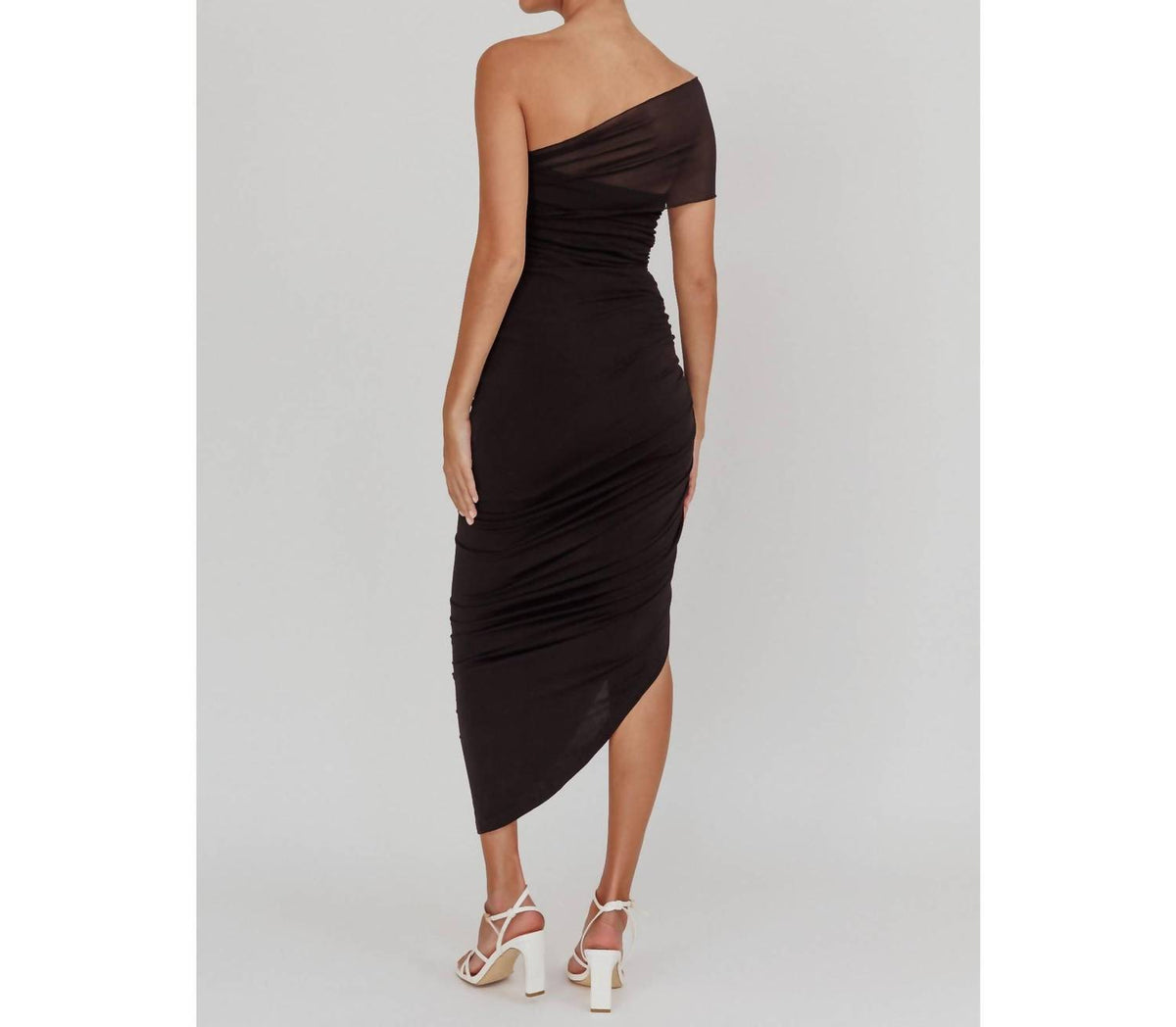 One Shoulder Mesh Maxi Dress