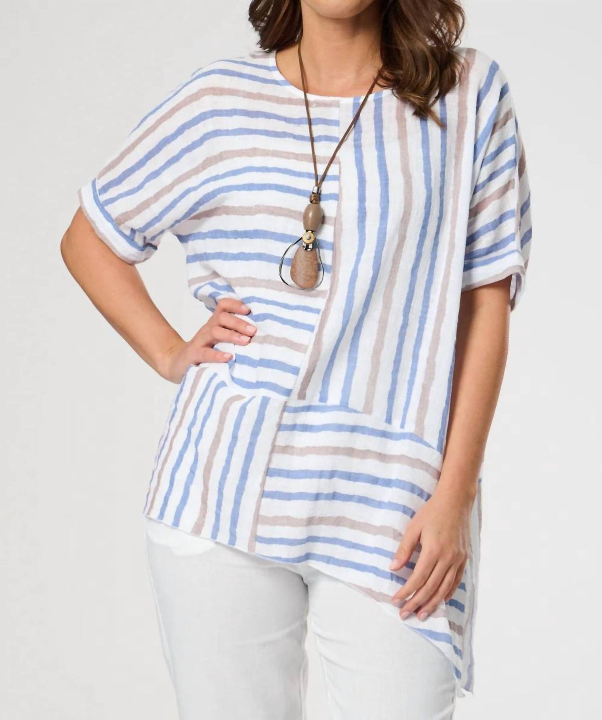 Drop Shoulder Stripped top