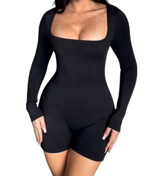 Erin Square Neck Long-Sleeve Romper