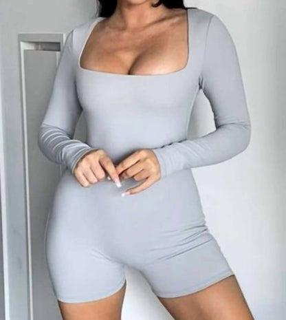 Erin Square Neck Long-Sleeve Romper