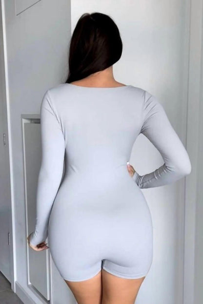 Erin Square Neck Long-Sleeve Romper