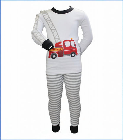 Kids Ladder Firetruck Long John Pj Set