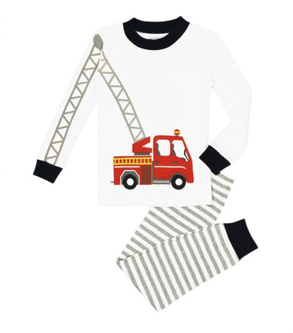 Kids Ladder Firetruck Long John Pj Set
