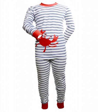Kids Nautical Rope Stripe Crab Pj Set