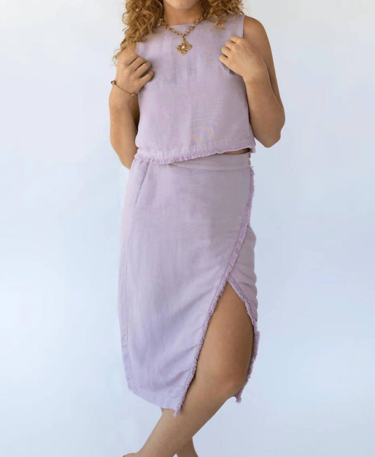 Michelle Faux Wrap Midi Skirt