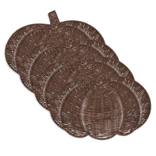 Fall Harvest Rattan Pumpkin Placemat - Set of 4