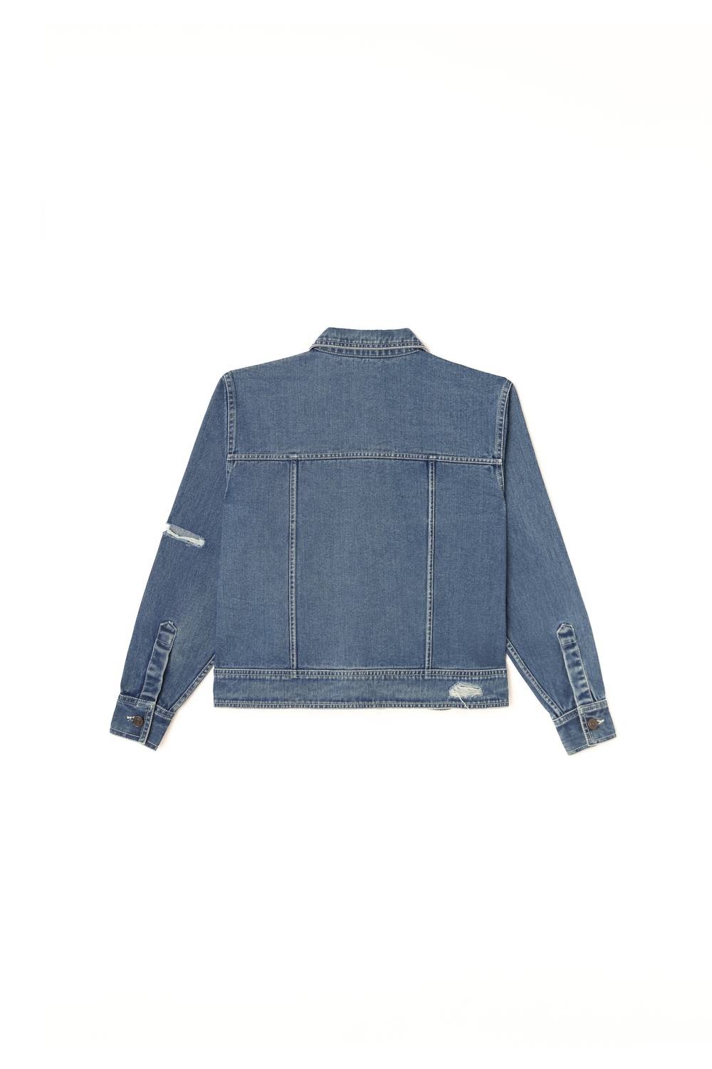 Women's Stone Embossed & Distressed Denim Jacket