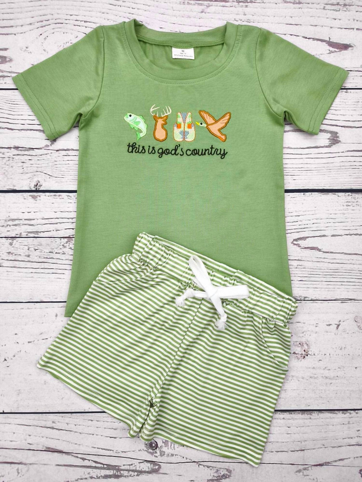 Boy's Little Hunter Appliqué Shorts Set