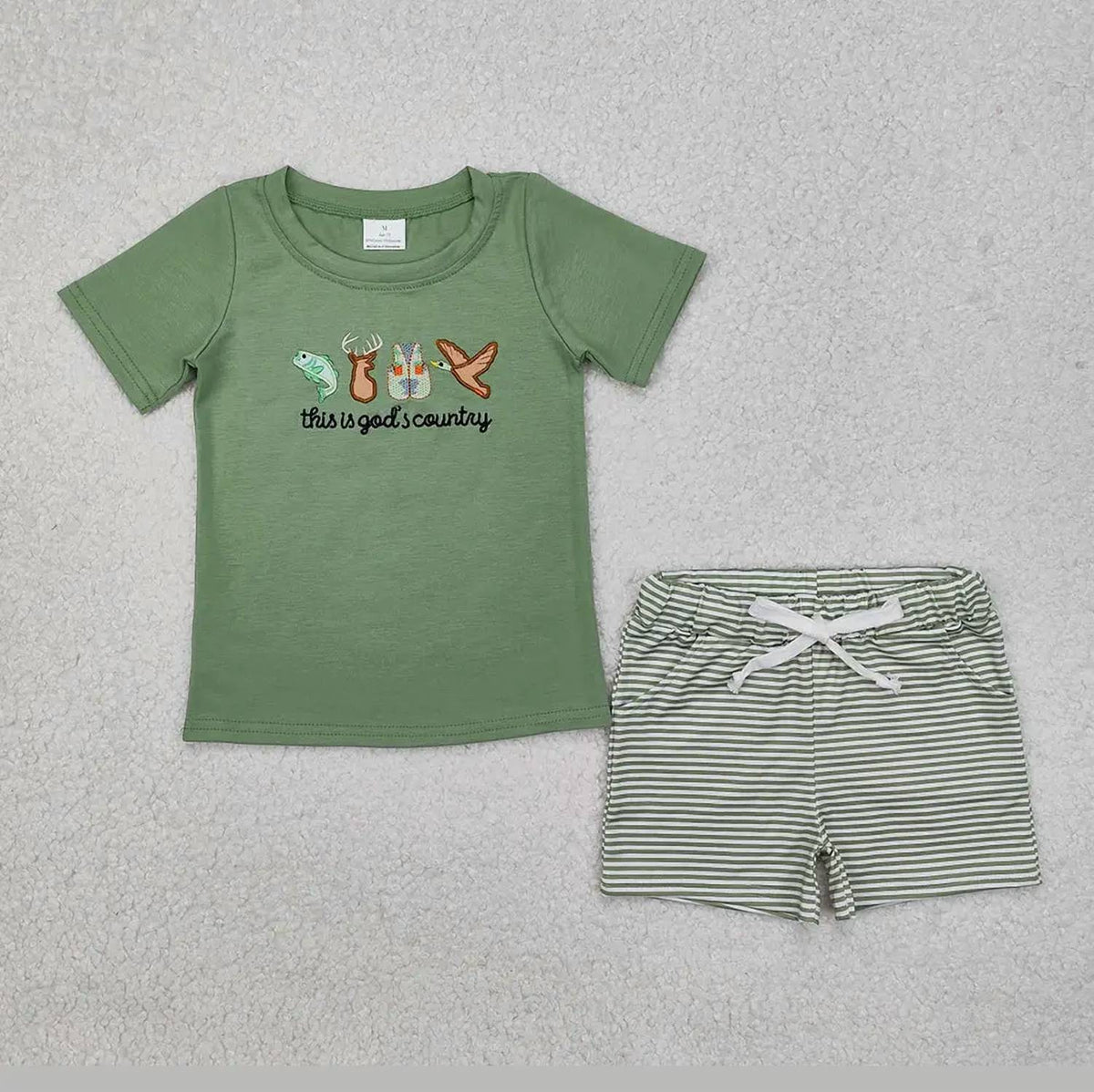Boy's Little Hunter Appliqué Shorts Set