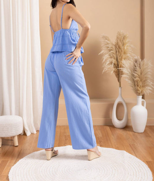 Open Front Top And Wide Leg Pants Set