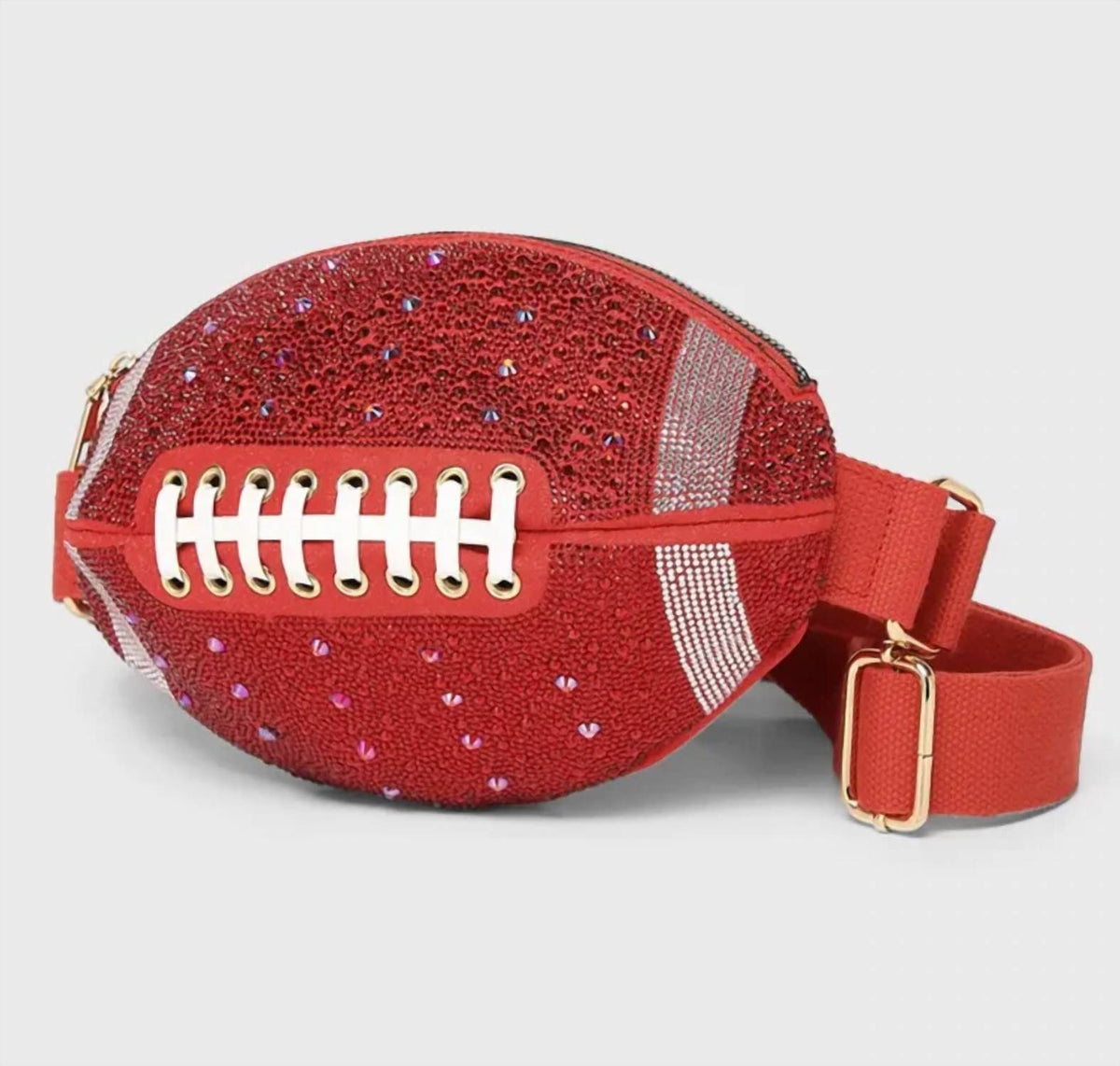 Women's Bling Studded Game Day Football Shape Crossbody Bag