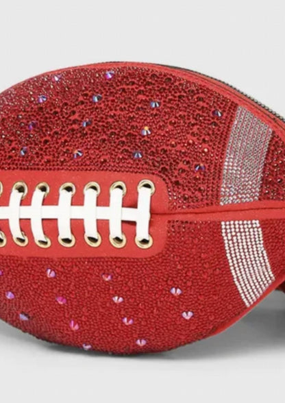 Women's Bling Studded Game Day Football Shape Crossbody Bag