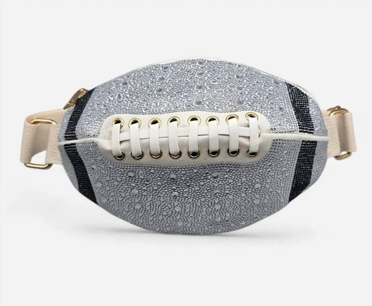 Women's Bling Studded Game Day Football Shape Crossbody Bag