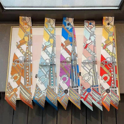 Women's Chain & Harness Print Silky Skinny Scarf