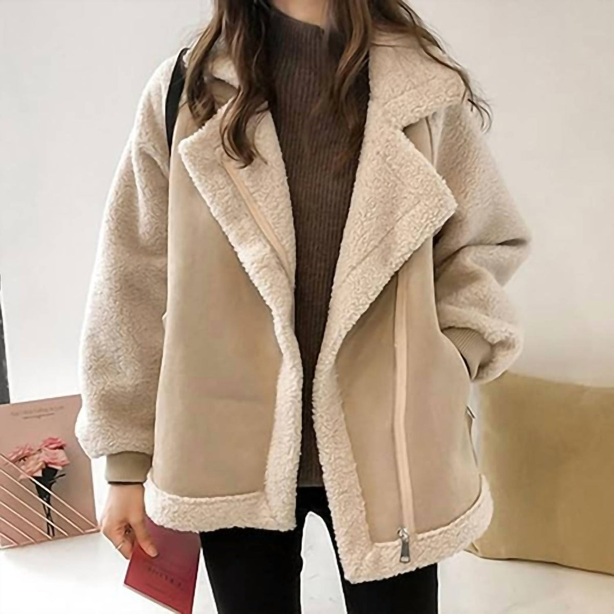 Plush Lapel Coat