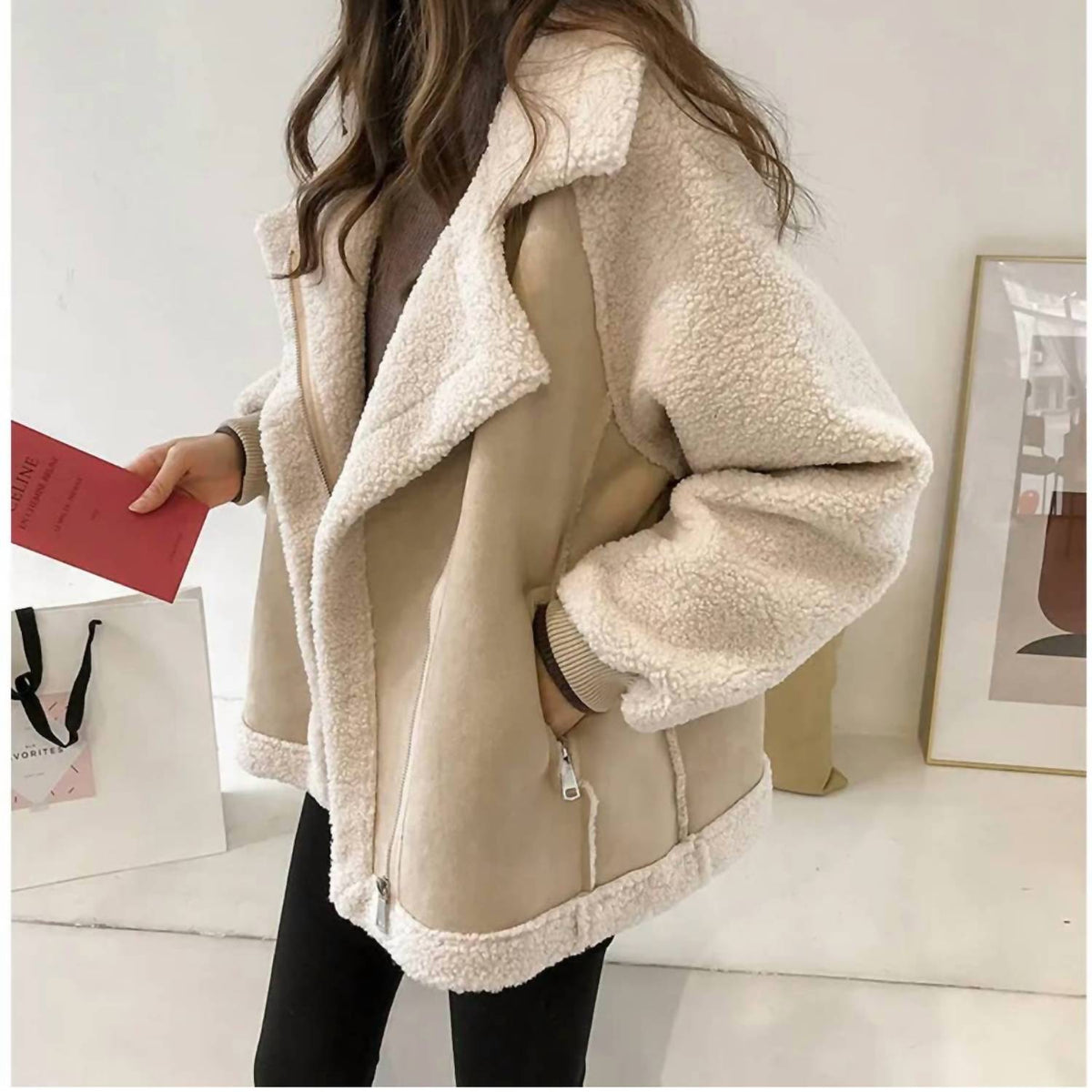 Plush Lapel Coat