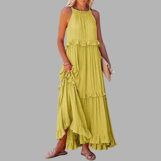 Ruffled Sleeveless Maxi Dress