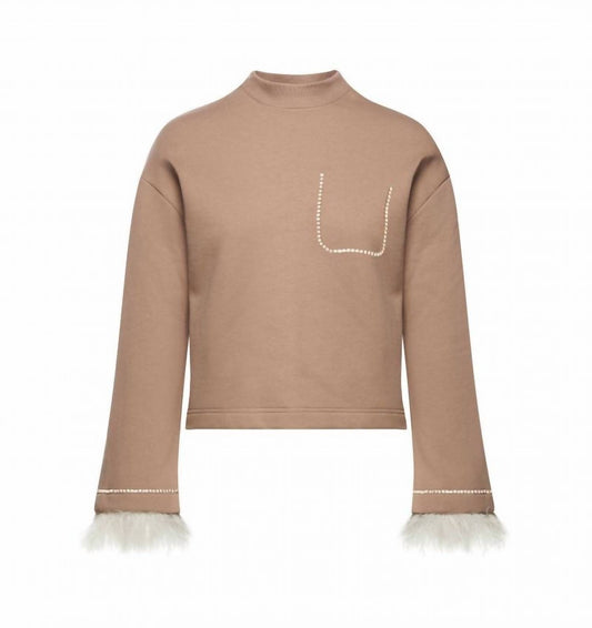Fur sleeve sweatshirt