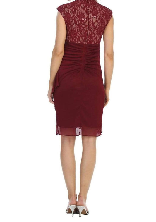 Cut-out Bodice Draped Sheath Midi Dress
