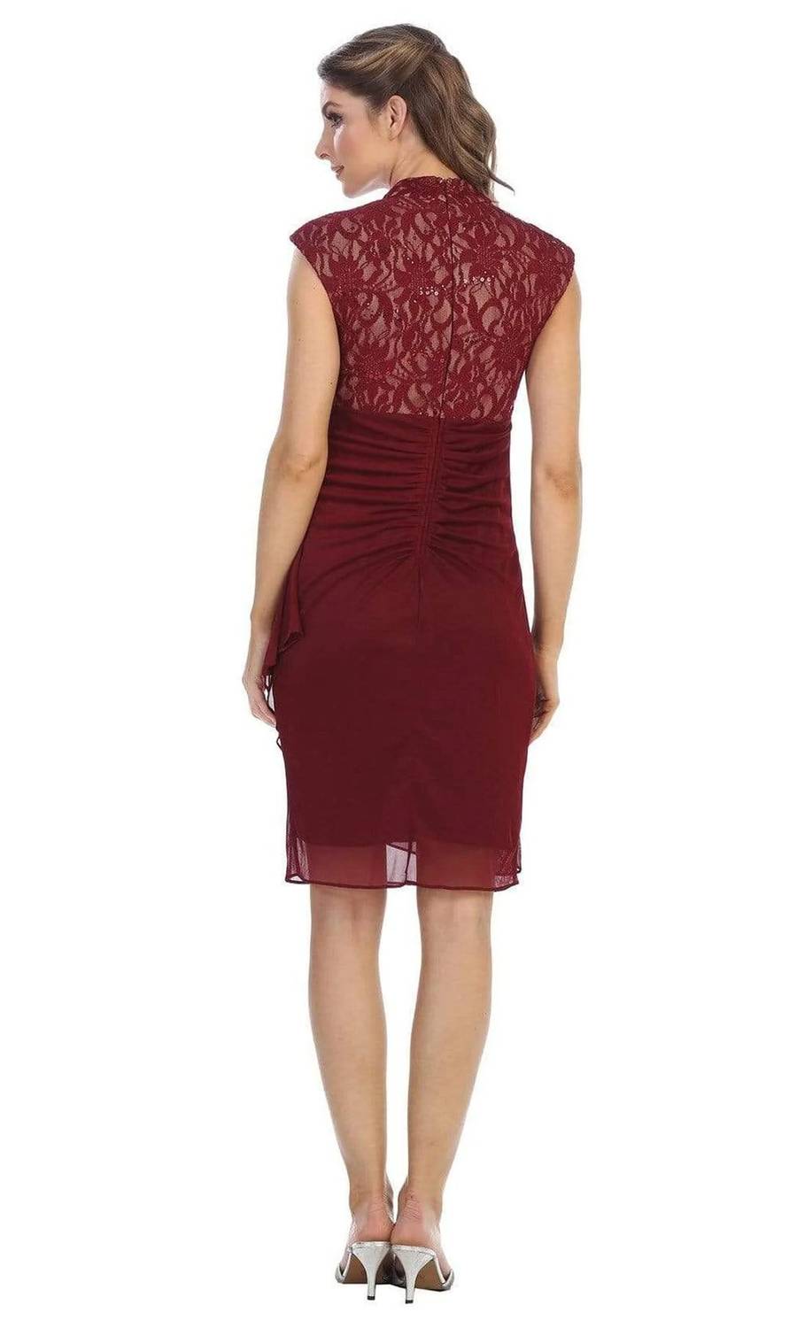 Cut-out Bodice Draped Sheath Midi Dress