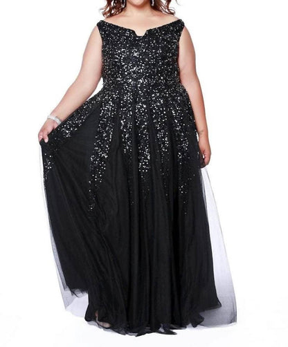 Off Shoulder Sequin Formal Maxi Dress