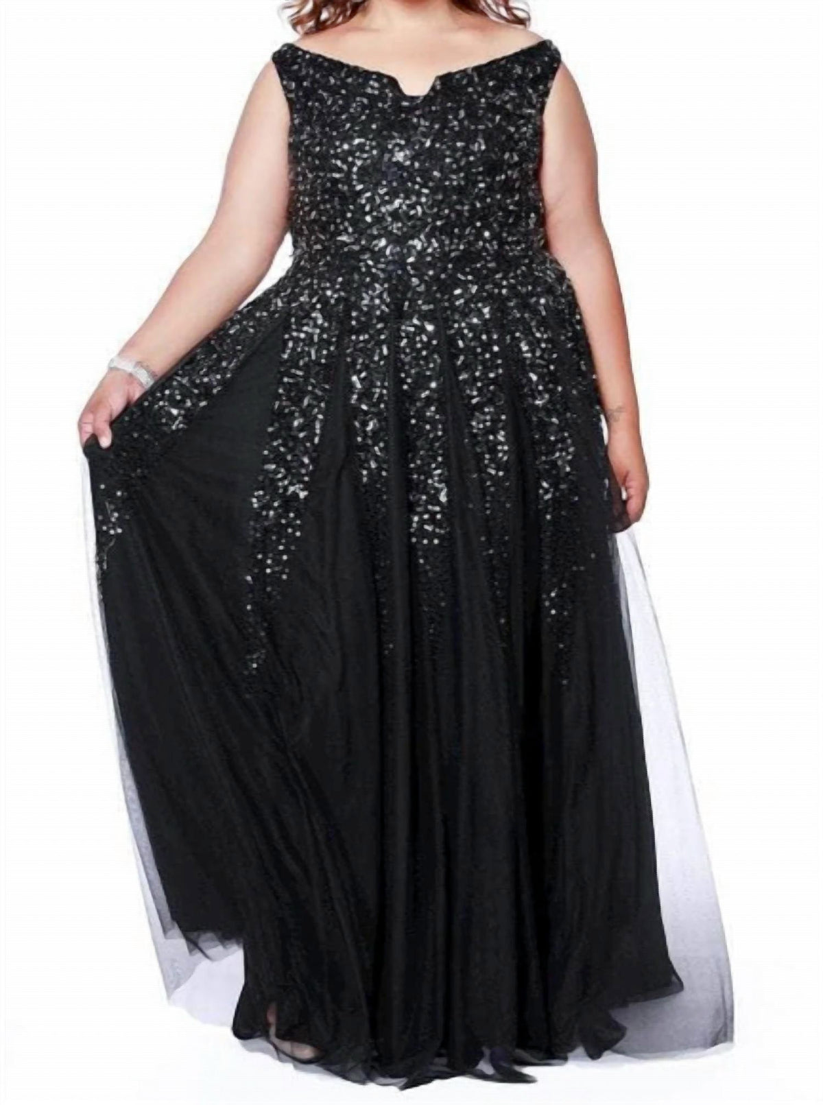 Off Shoulder Sequin Formal Maxi Dress