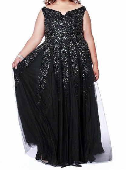 Off Shoulder Sequin Formal Maxi Dress