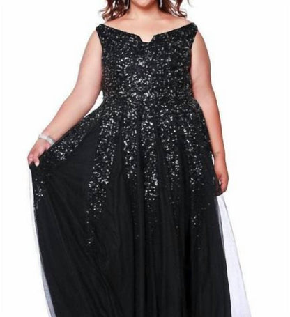 Off Shoulder Sequin Formal Maxi Dress