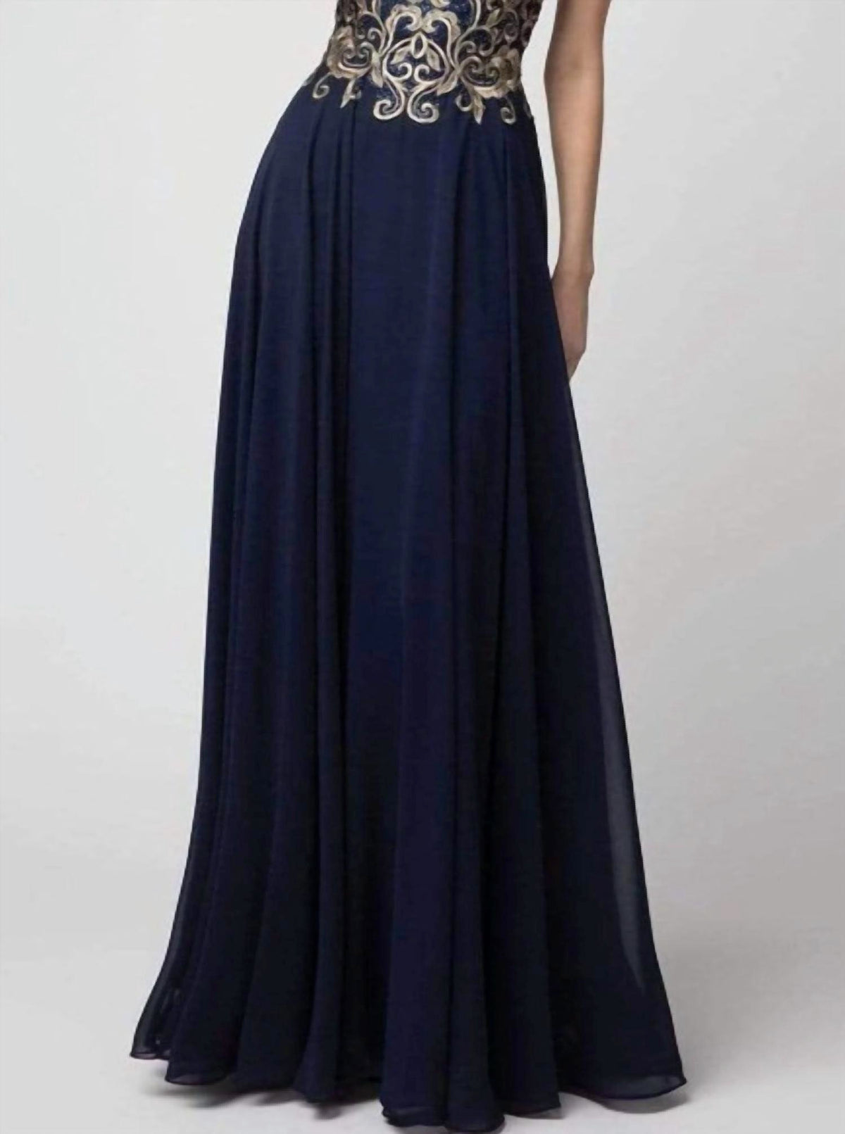 Sweetheart Gilt-embroidered Bodice Maxi Dress