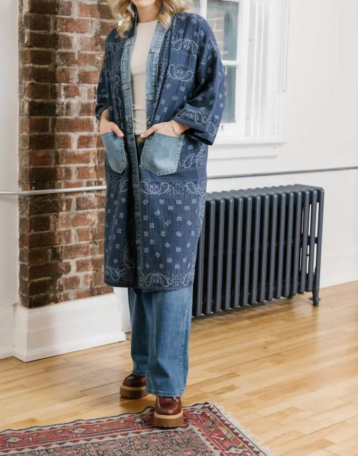 Upcycled Denim Bandana Print Cardigan Kimono