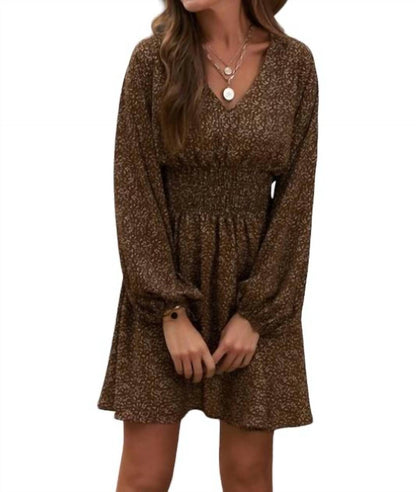 Balloon Sleeve Smocked Waist Dress