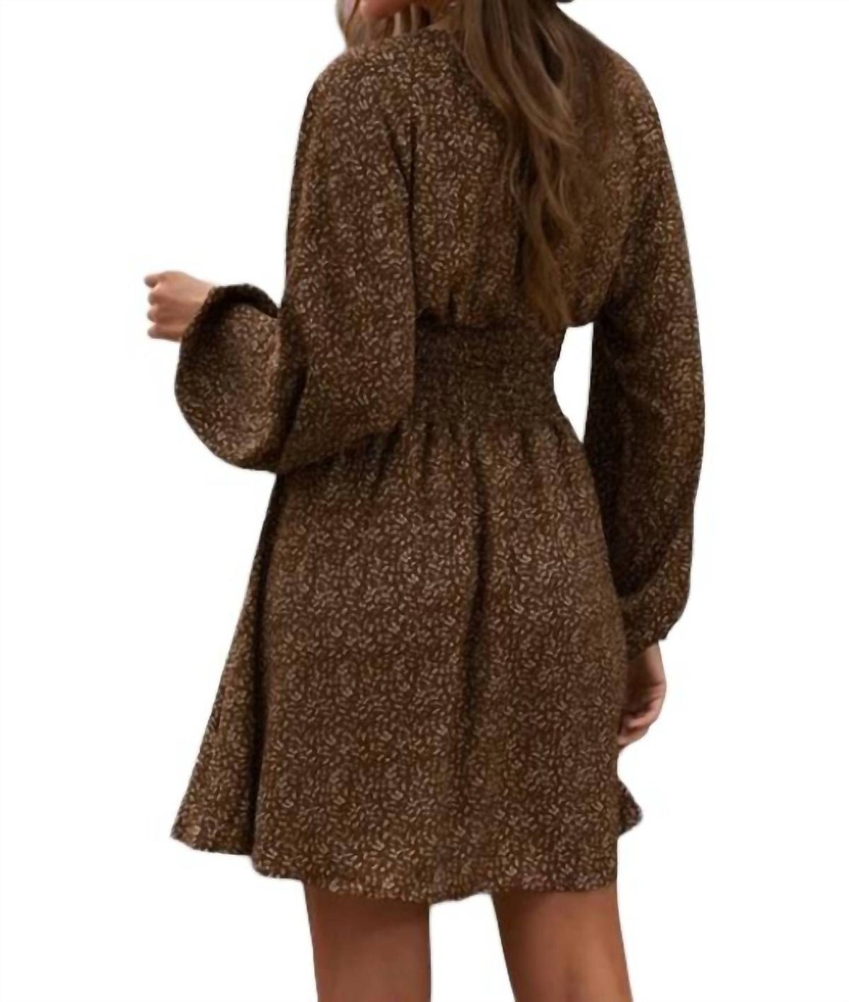 Balloon Sleeve Smocked Waist Dress