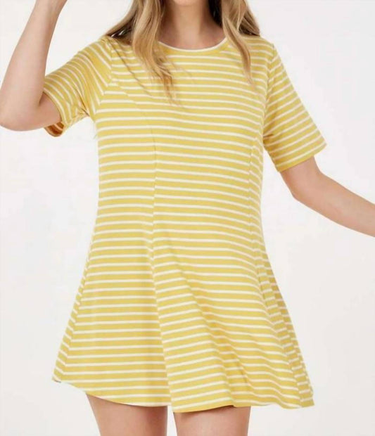 Short Sleeve Round Neck Stripe Tunic Top